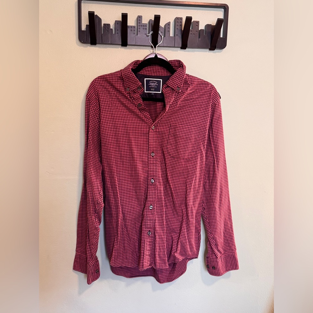 Charles Tyrwhitt Twill Berry Checkered Casual Shirt